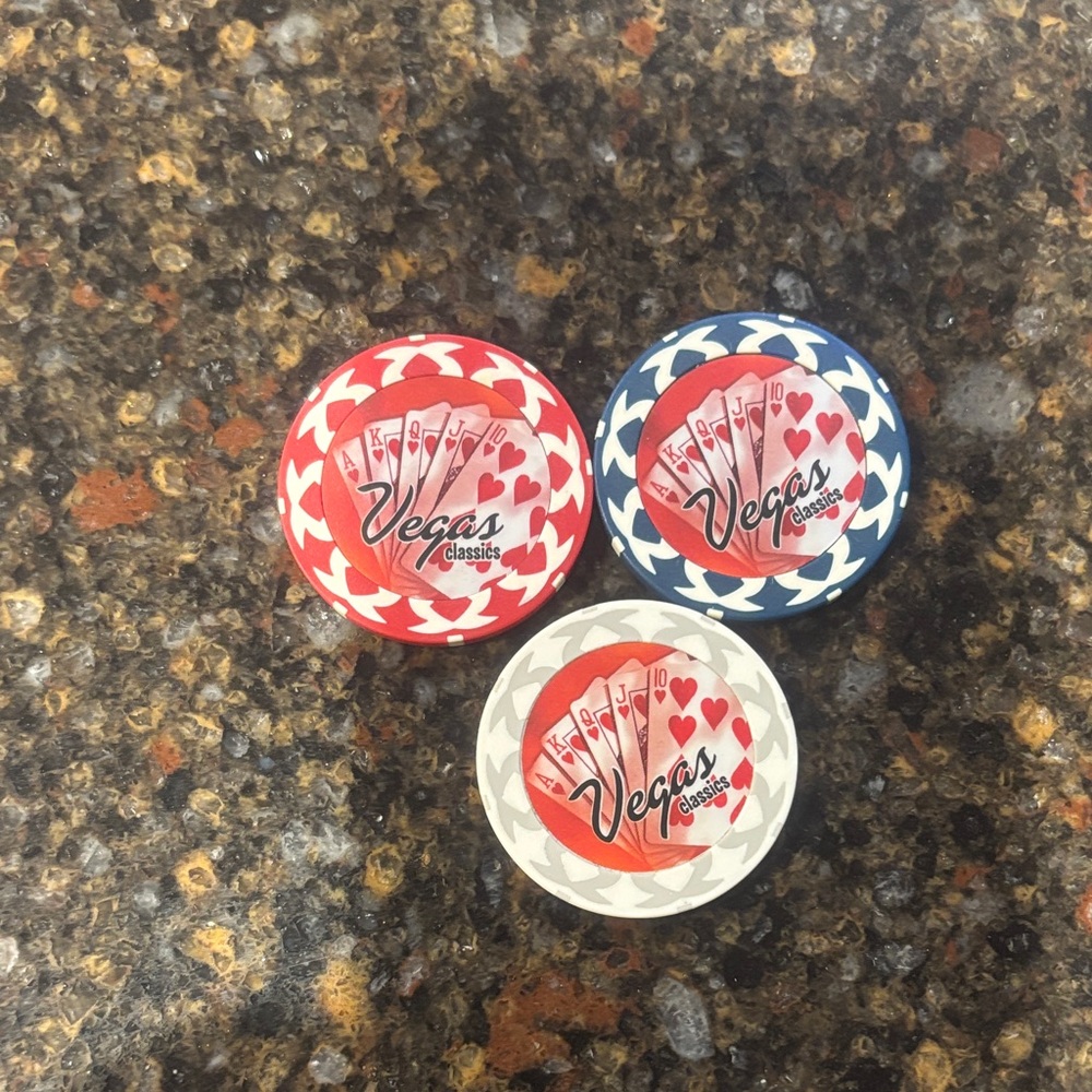 poker Chips Set - Red, Blue, Gray